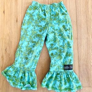 Matilda Jane green floral ruffle pant - size 6